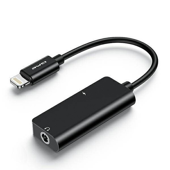 Adapter 2w1 iPhone Lightning - iPhone Lightning + Jack 3.5 AWEI (CL-121) czarny