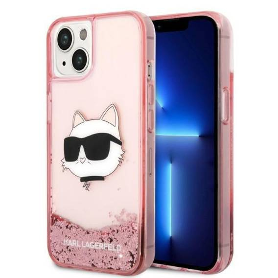 Oryginalne Etui IPHONE 14 PLUS Karl Lagerfeld Hardcase Glitter Choupette Head (KLHCP14MLNCHCP) różowe