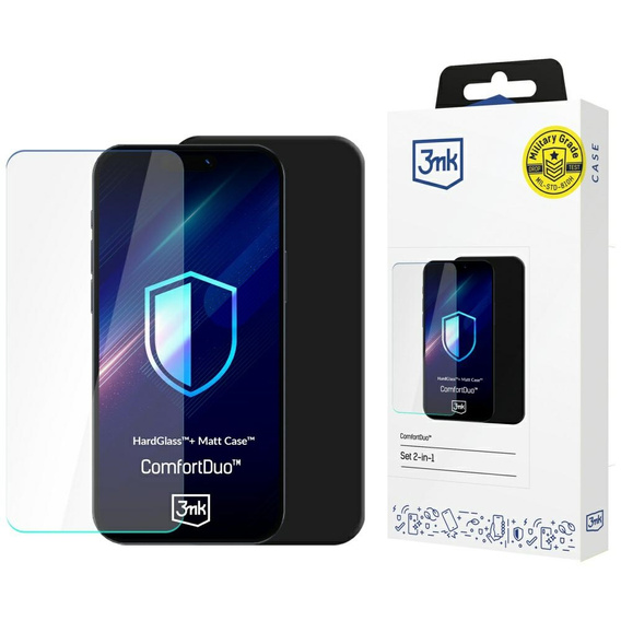 Etui + Szkło Hartowane SAMSUNG GALAXY S25 Zestaw 3MK ComfortDuo Matt Black czarne