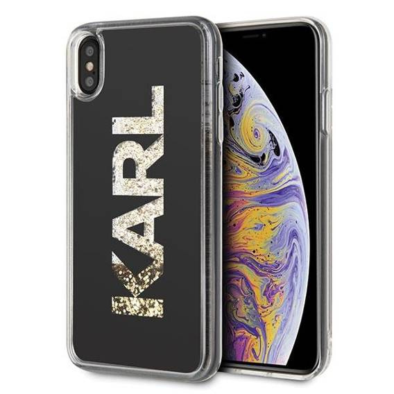 Oryginalne Etui IPHONE XS MAX Karl Lagerfeld Karl Logo Glitter (KLHCI65KAGBK) czarne