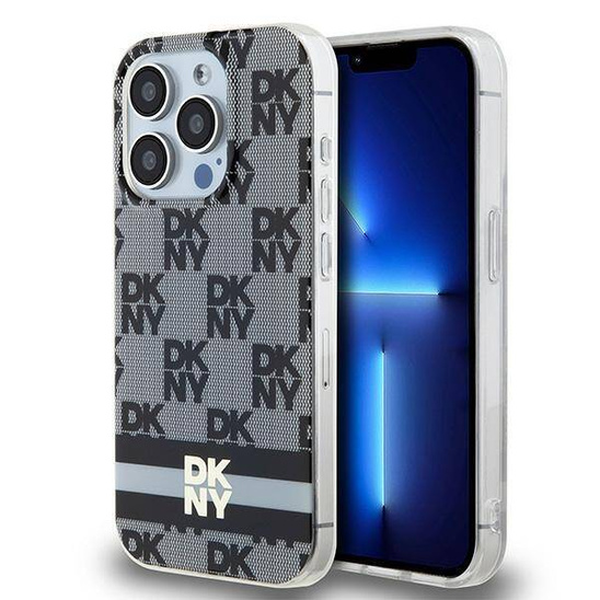 Oryginalne Etui IPHONE 13 PRO MAX DKNY Hardcase IML Checkered Mono Pattern & Printed Stripes MagSafe (DKHMP13XHCPTSK) czarne