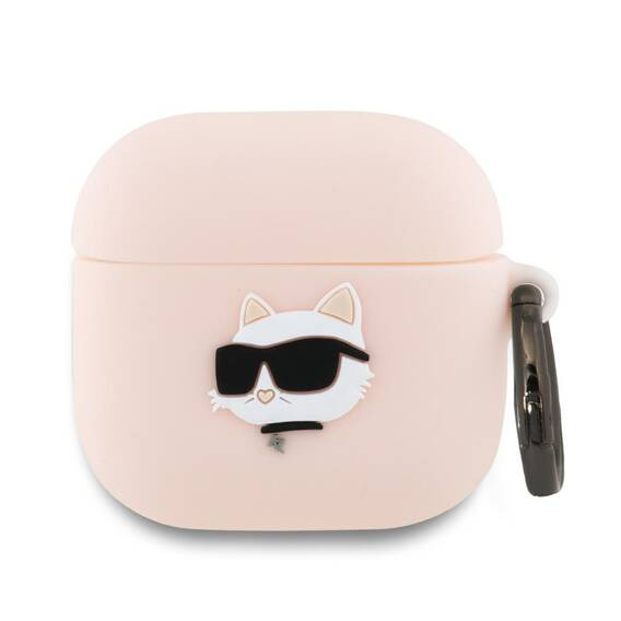 Oryginalne Etui APPLE AIRPODS 4 Karl Lagerfeld Silicone Choupette Head 3D (KLA4RUNCHP) różowe