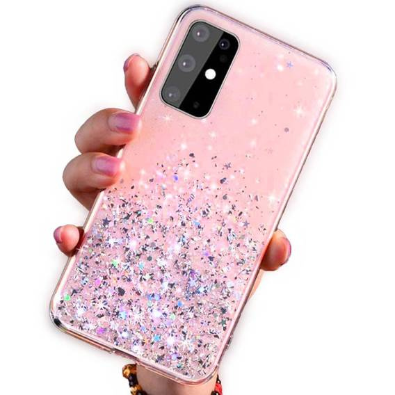 Etui IPHONE 14 PLUS Brokat Cekiny Glue Glitter Case różowe