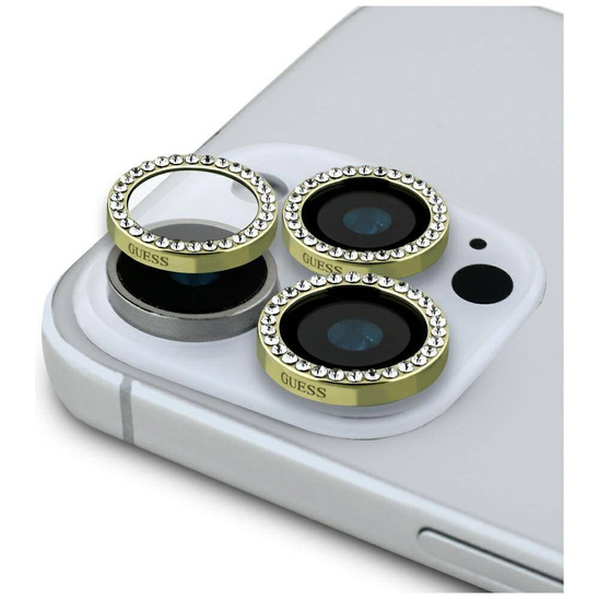 Szkło Hartowane na Aparat IPHONE 16 PRO / 16 PRO MAX Guess Rhinestone Camera Lens złote