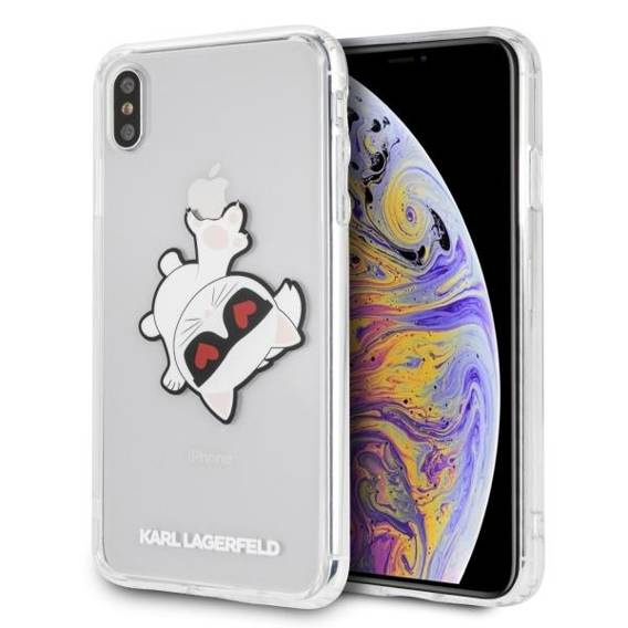Oryginalne Etui IPHONE XS MAX Karl Lagerfeld Hardcase Choupette Fun (KLHCI65CFHE) transparentne