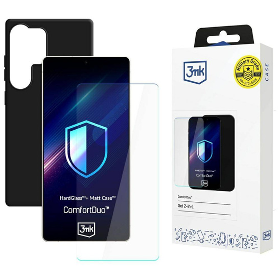 Etui + Szkło Hartowane SAMSUNG GALAXY S25 ULTRA Zestaw 3MK ComfortDuo Matt Black czarne