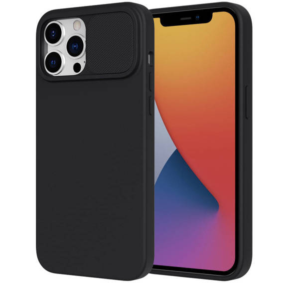 Etui IPHONE 14 PLUS Silikonowe z Osłoną na Aparat Nexeri Silicone Lens czarne