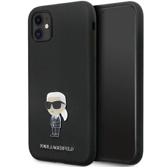 Oryginalne Etui IPHONE 11 Karl Lagerfeld Silicone Ikonik Metal Pin (KLHCN61SMHKNPK) czarne
