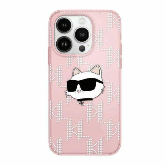 Oryginalne Etui IPHONE 13 Karl Lagerfeld Hardcase IML Choupette Head & Monogram (KLHCP13MHKLPCHP) różowe