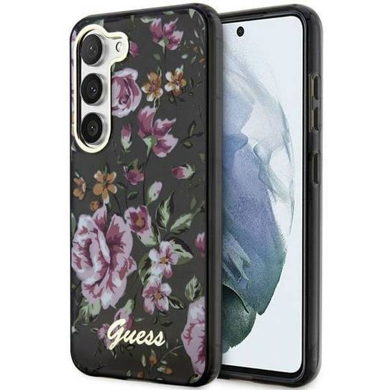 Oryginalne Etui SAMSUNG GALAXY S23+ Guess Flower Collection (GUHCS23MHCFWSK) czarne