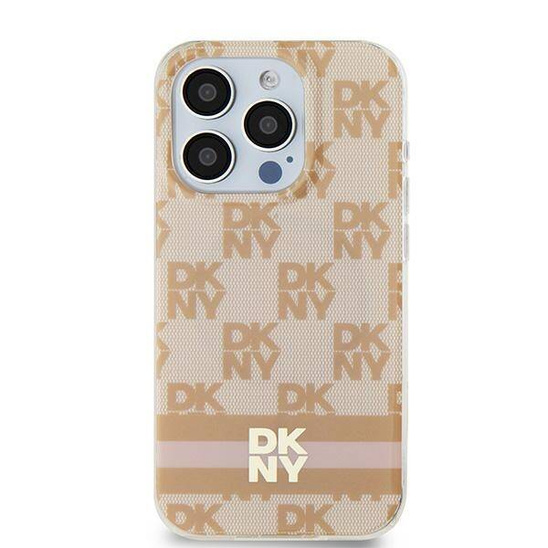 Oryginalne Etui IPHONE 11 / XR DKNY Hardcase IML Checkered Mono Pattern & Printed Stripes MagSafe (DKHMN61HCPTSP) różowe