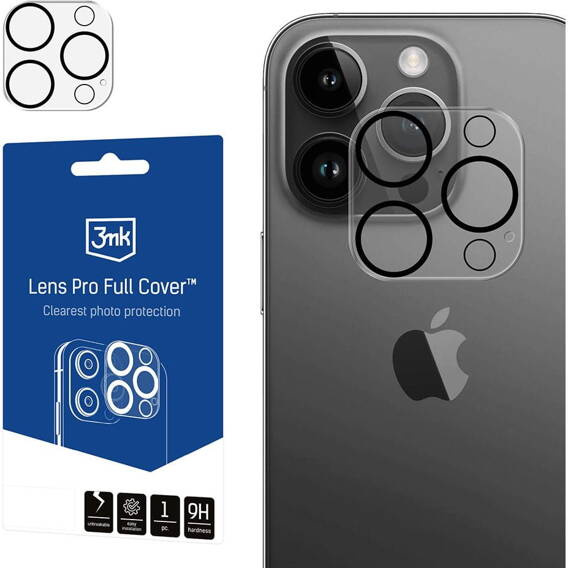 Szkło Hartowane na Aparat APPLE IPHONE 15 PRO / 15 PRO MAX 3MK Lens Protection Pro Full Cover