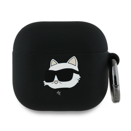 Oryginalne Etui APPLE AIRPODS 4 Karl Lagerfeld Silicone Choupette Head 3D (KLA4RUNCHK) czarne