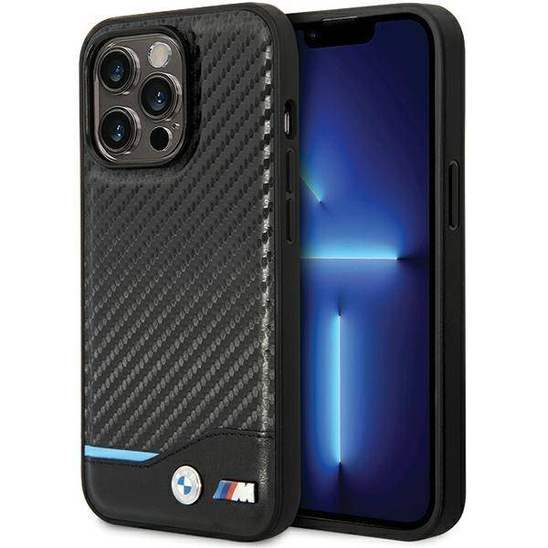 Oryginalne Etui IPHONE 13 PRO MAX BMW Leather Carbon (BMHCP13X22NBCK) czarne