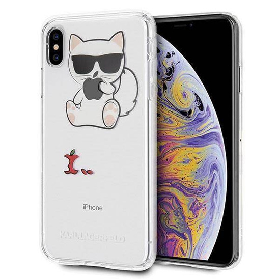 Oryginalne Etui IPHONE XS MAX Karl Lagerfeld Hardcase Choupette Fun (KLHCI65CFA) transparentne