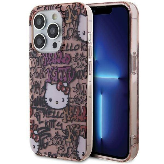 Oryginalne Etui IPHONE 13 PRO Hello Kitty Hardcase IML Tags Graffiti (HKHCP13LHDGPTP) różowe