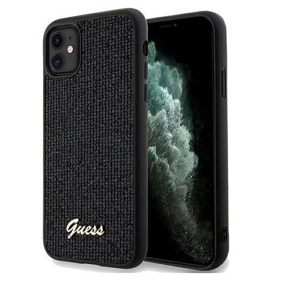 Oryginalne Etui IPHONE 11 / XR Guess Hardcase Disco Metal Script (GUHCN61PMSDGSK) czarne