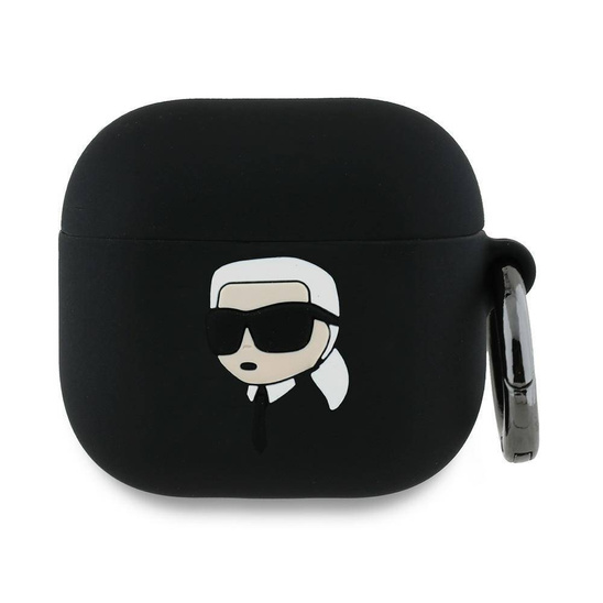 Oryginalne Etui APPLE AIRPODS 4 Karl Lagerfeld Silicone Karl Head 3D (KLA4RUNIKK) czarne