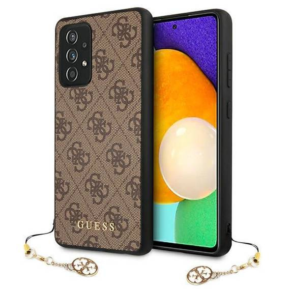 Oryginalne Etui SAMSUNG GALAXY A72 4G / 5G Guess Hard Case 4G Charms Collection (GUHCA72GF4GBR) brązowe