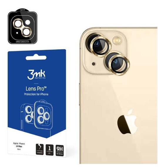 Szkło Hartowane na Aparat IPHONE 14 PLUS 3MK Lens Protection Pro złote