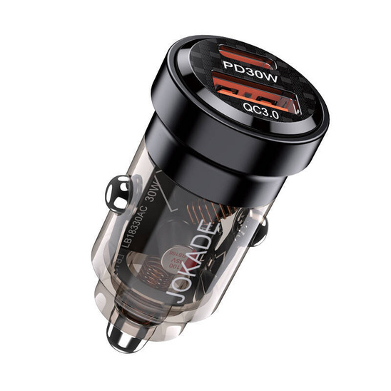 Ładowarka Samochodowa PD30W + QC3.0 5V/5A (1x USB, 1x USB-C) Jokade Yuexiu Smart Dual Port Car Charger (JH021) czarny