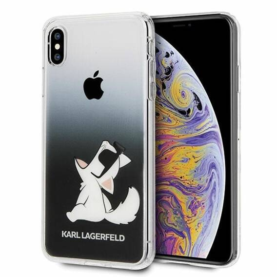 Oryginalne Etui IPHONE XS MAX Karl Lagerfeld Hardcase Choupette Fun czarne