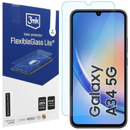 Szkło Hybrydowe SAMSUNG GALAXY A34 5G 3mk Flexbile Glass Lite Cienkie (0,16mm) Clear