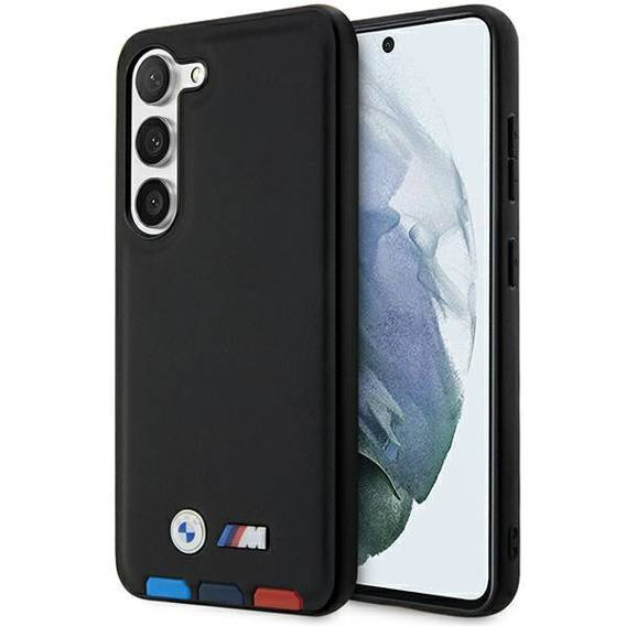 Oryginalne Etui SAMSUNG GALAXY S23+ BMW Leather Stamp Tricolor (BMHCS23M22PTDK) czarne