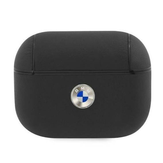 Oryginalne Etui APPLE AIRPODS PRO BMW Cover Geniune Leather Silver Logo (BMAPSSLBK) czarne