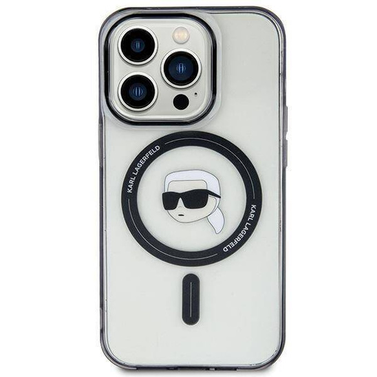 Oryginalne Etui APPLE IPHONE 15 PLUS Karl Lagerfeld Hardcase IML Karl`s Head MagSafe (KLHMP15MHKHNOTK) transparentne