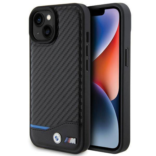 Oryginalne Etui APPLE IPHONE 15 BMW Leather Carbon (BMHCP15S22NBCK) czarne