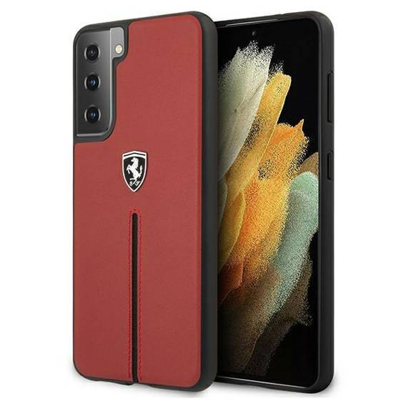 Oryginalne Etui SAMSUNG GALAXY S21+ Ferrari Hardcase Off Track Leather Nylon Stripe (FEOSIHCS21MRE) czerwone