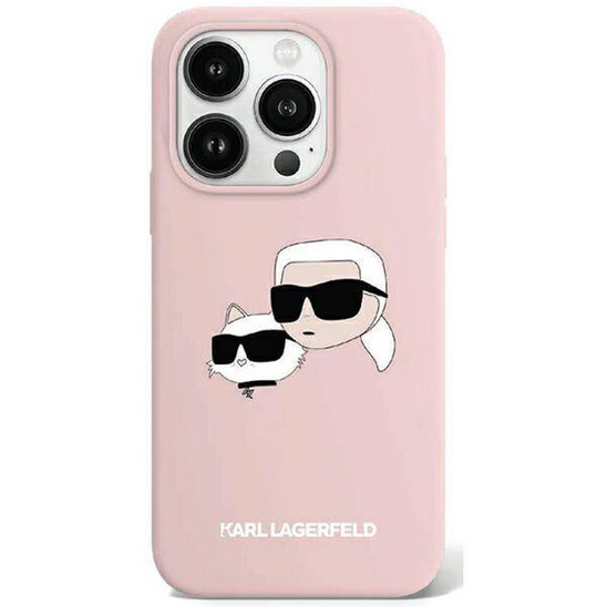 Oryginalne Etui IPHONE 13 / 14 / 15 Karl Lagerfeld Hardcase Silicone Karl & Choupette Magsafe (KLHMP15SSKCHPPLP)