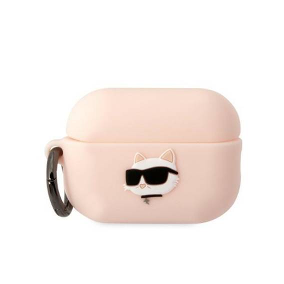 Etui APPLE AIRPODS PRO 2 Karl Lagerfeld Silicone Choupette Head 3D jasny róż