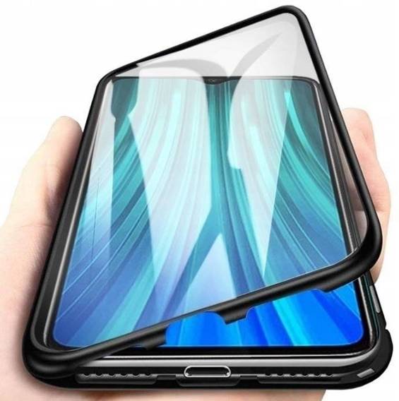 Etui APPLE IPHONE 15 PLUS Double Magnetic 360° Aluminium i Szkło Hartowane czarne