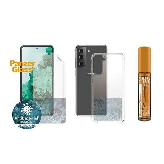 Etui + Folia Ochronna SAMSUNG GALAXY S21 PanzerGlass Zestaw Start Ochrona ekranu TPU Etui ClearCase Spray 30ml