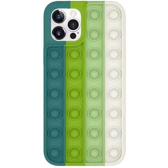 Etui IPHONE 12 PRO MAX Bąbelkowe Elastyczne Push Bubble Case zielono-białe