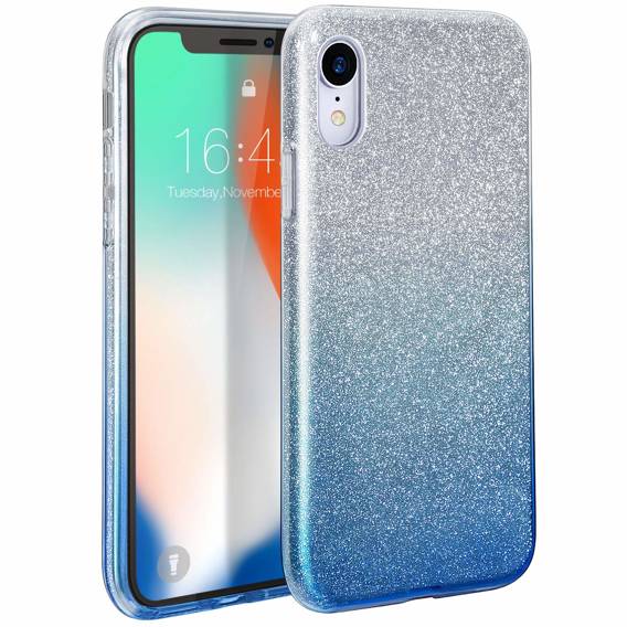 Etui IPHONE 13 PRO Brokat Glitter srebrno-niebieskie