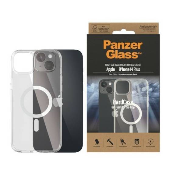 Etui IPHONE 14 PLUS PanzerGlass HardCase MagSafe Antibacterial Military (0411) Grade Clear transparentne