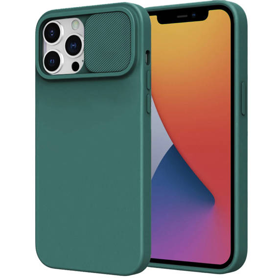 Etui IPHONE 14 PLUS Silikonowe z Osłoną na Aparat Nexeri Silicone Lens zielone