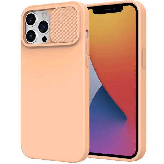 Etui SAMSUNG GALAXY M53 5G Silikonowe z Osłoną na Aparat Nexeri Silicone Lens brzoskwiniowe