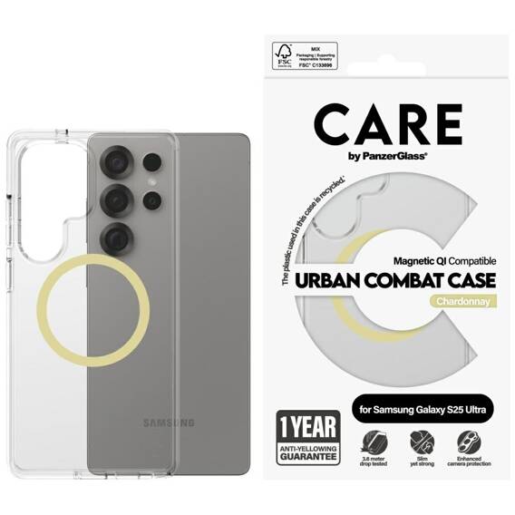 Etui SAMSUNG GALAXY S25 ULTRA CARE by PanzerGlass Flagship Urban Combat (Chardonnay QI) transparentne