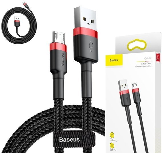 Kabel USB do Micro USB Baseus Cafule 2.4A 1m (czerwono-czarny)