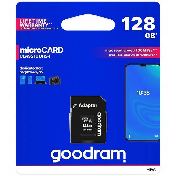 Karta pamięci GOODRAM 128GB CL10 + Adapter 100/10 MB/s