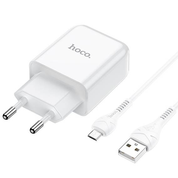 Ładowarka Sieciowa USB 2.1A + Kabel USB - Micro USB Hoco N2 białe
