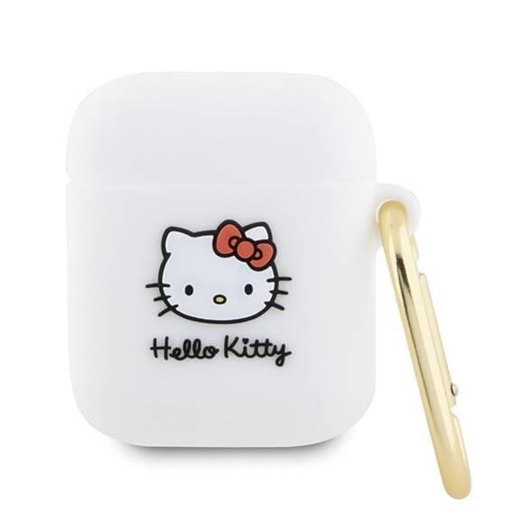 Oryginalne Etui APPLE AIRPODS Hello Kitty Silicone 3D Kitty Head (HKA23DKHSH) białe