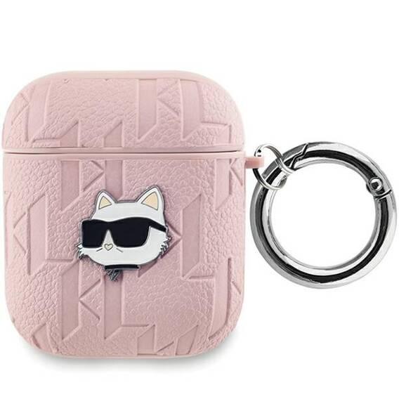 Oryginalne Etui APPLE AIRPODS Karl Lagerfeld Cover Monogram Choupette Head różowe