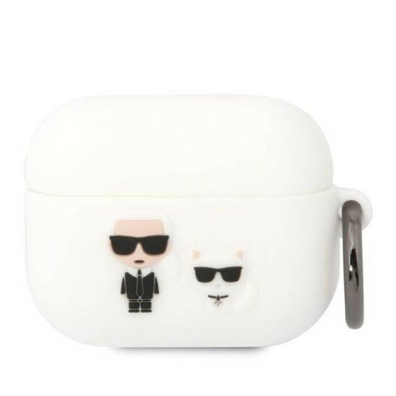 Oryginalne Etui APPLE AIRPODS PRO Karl Lagerfeld Silicone Karl & Choupette (KLACAPSILKCW) białe