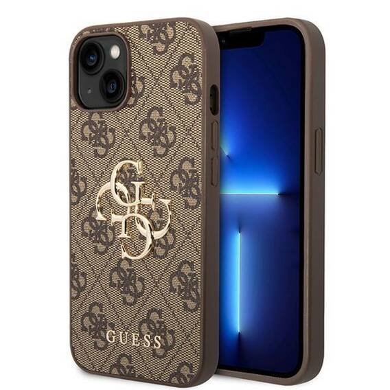 Oryginalne Etui APPLE IPHONE 15 Guess Hardcase 4G Big Metal Logo (GUHCP15S4GMGBR) brązowe