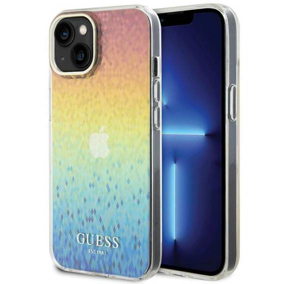 Oryginalne Etui APPLE IPHONE 15 Guess Hardcase IML Faceted Mirror Disco Iridescent (GUHCP15SHDECMI) wielokolorowe